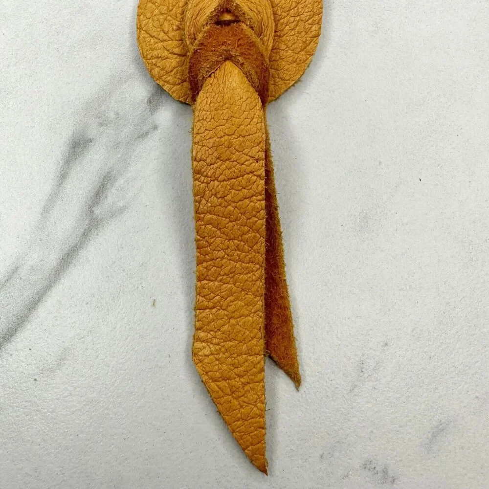 Soft Yellow Leather Fringe Western Boho Keychain Keyring